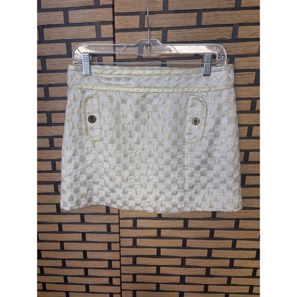 Lilly Pulitzer Tate Gold And White Metallic Mini Skirt Size 4 - Picture 2 of 11